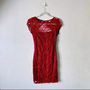 bebe Red Lace Mini Dress